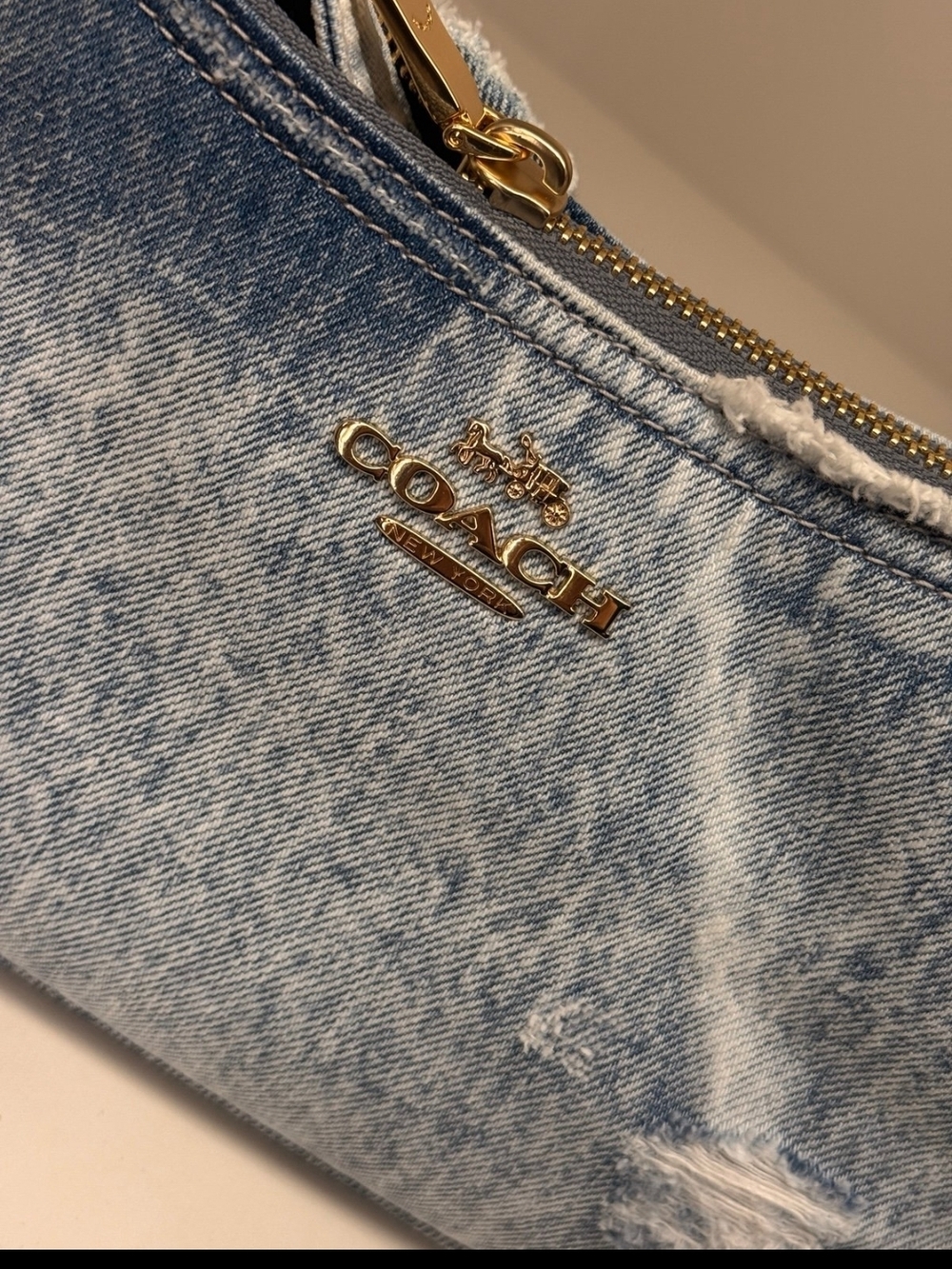COACH Denim Mini Shoulder Bag with Charm Accents - Blue - Picture 2 of 7